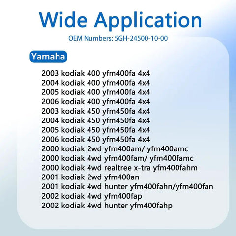 Wide application chart for Replacement Fuel Valve Petcock Shut Off Tank Switch For Yamaha Kodiak 400 450 YFM400FA 4x4 ATV