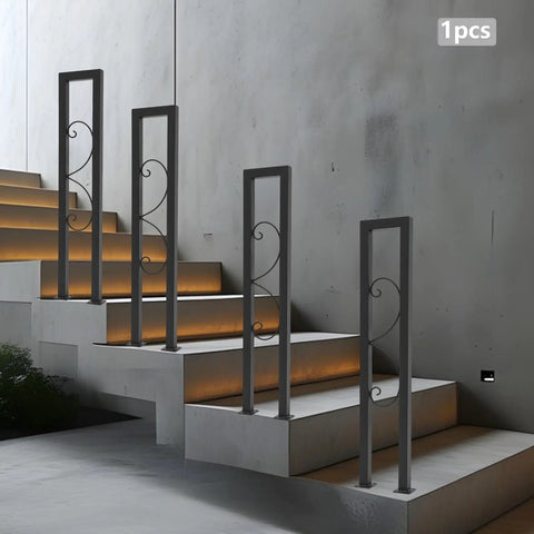 Rock Solid Heavy Duty U Shaped Stair Handrail Featuring Kickstand Style Widened Base And Weatherproof Zinc Coating for stylish balcony steps.