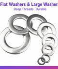 Complete 32 Piece M6 Hardware Kit For Home Repairs And DIY Projects Includes 8 wide flat washers in various sizes