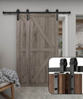 8Ft Bypass Sliding Barn Door Hardware Kit For Low Ceiling And Double Doors with heavy duty carbon steel track system installed
