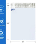 12x15.5 Inch White Poly Mailers 100 Pack With Tough Self Seal Adhesive, Tear And Water Resistant Shipping Envelopes For E Commerce And Small Biz