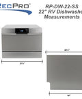 Compact 22 Inch RV Countertop Dishwasher With LED Touch Controls And Child Lock measurements diagram giving height and width.