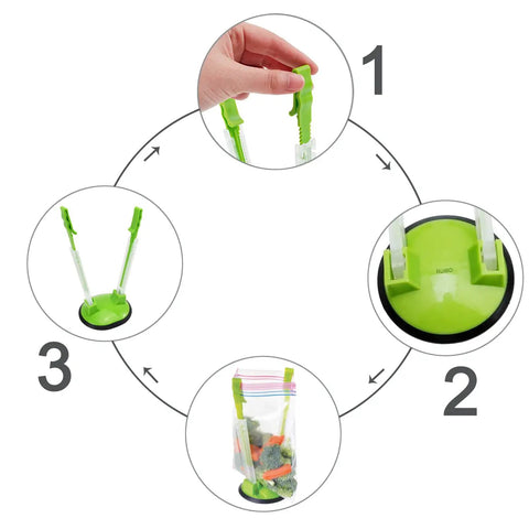 Upgrade Your Kitchen Grind With This Adjustable Ziplock Bag Holder Stand Featuring A Nonslip Base For Effortless Freezer Storage Hands Free Countertop Mount Keeps Plastic Bags Locked Down Straight Up In A Clean Green Set Of Four