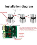 Installation diagram for Beefed Up 150W Ultrasonic Cleaner Driver Board Kit with 3 transducers and PCB for automotive cleaning