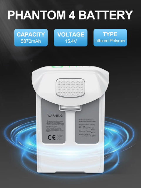 Phantom 4 Pro Series Beefed Up Battery Replacement 5870mAh Intelligent Flight Battery Pack with specs displayed
