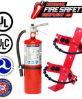 2 Pack 5 Lb Rechargeable Abc Fire Extinguisher Badass Fire Fighter with heavy duty bracket and safety sign, UL certified.