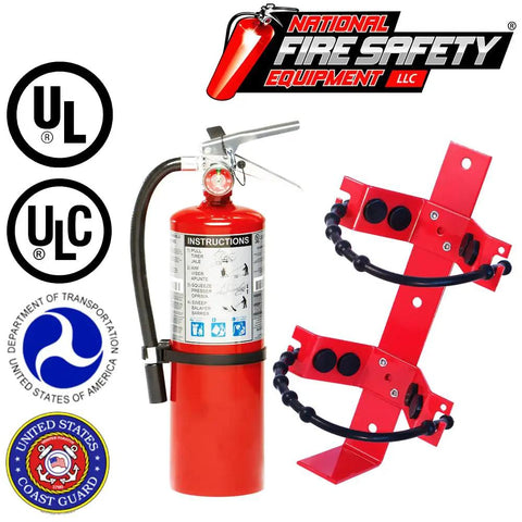 2 Pack 5 Lb Rechargeable Abc Fire Extinguisher Badass Fire Fighter with heavy duty bracket and safety sign, UL certified.