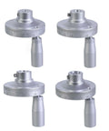Aluminum Revolving Handwheel for Machinery and Industrial Apps With Engraved Scale Markings, shown in four different angles.