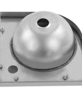 Corner Triangle Hand Wash Basin Sink With Brushed Finish For Kitchen And Bathroom, top view showing brushed dome and mounting holes.