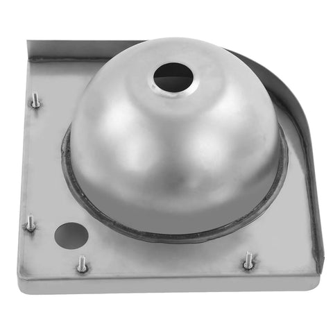 Corner Triangle Hand Wash Basin Sink With Brushed Finish For Kitchen And Bathroom, top view showing brushed dome and mounting holes.
