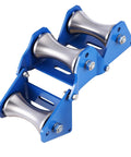 Blue Beefed-Up Industrial Grade Heavy Duty Cable Puller Sheave with 180 Degree Adjustable Angle and three steel wheels
