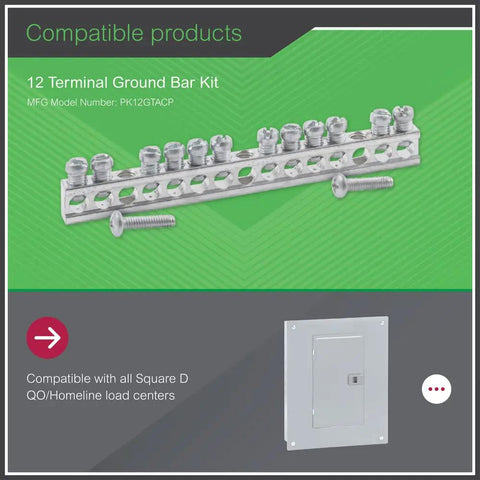 12 Terminal Ground Bar Kit For Electrical Panels Aluminum Surface Mount Ground Bar With 12 Poles