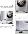 Four Pack Washing Machine Pads Anti Slip Feet For Vibration And Noise Reduction installed on washer, gray non-slip durable pads