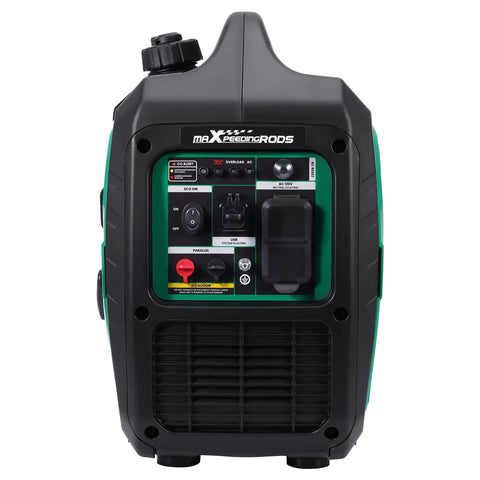 Front view of 2500 Watt Portable Inverter Generator for Camping and RVs, Ultra Quiet 60 DB Gas Power With CO Auto Shutdown.