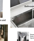 100 Pcs Disposable Shower Drain Hair Catchers Mesh Adhesive Covers Snags Human And Pet Hair Stops Clogs Dead In Its Tracks A Legit Game Changer Peel And Stick Bathroom Essential displayed in a bathroom with dog and sink.