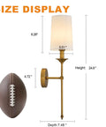Top Shelf Vintage Antique Brass Wall Sconce Set Of 2 Hardwired Farmhouse Lights With Smooth White Glass Shades height 24.8 inches.