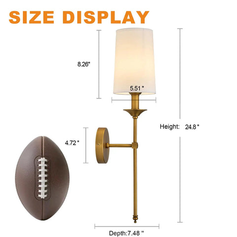 Top Shelf Vintage Antique Brass Wall Sconce Set Of 2 Hardwired Farmhouse Lights With Smooth White Glass Shades height 24.8 inches.