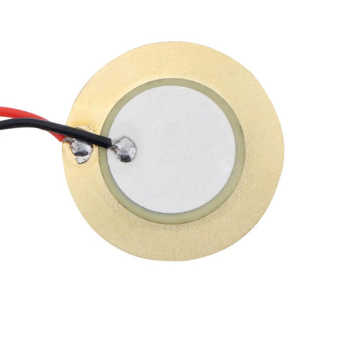 Analog Ceramic Piezo Vibration Sensor Module For Arduino DIY Kit Plug And Play With Analog Signal Output Supports 3.3V To 5V Easy To Use Vibration Detector For Microcontrollers And Robotics Projects, round ceramic disc with red and black wires