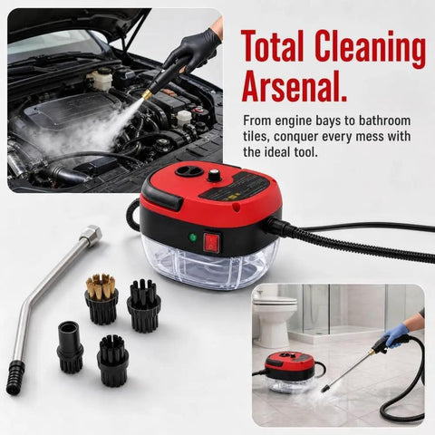 2500W Portable High Temperature Steam Cleaner Handheld for Car Detailing Furniture Kitchen Grout Floors and Tile Red Power Go to Gear