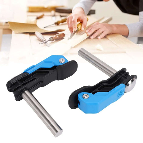 20mm Bench Dog Clamp With Arrow Storage Case for Woodworking, showing blue body and steel rod, durable and precise tool.
