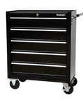Black Rolling Metal Tool Chest With 5 Drawers, 24 Inch Wide Cabinet, Ball Bearing Drawer Slides, Central Cam Lock, Heavy Duty Casters