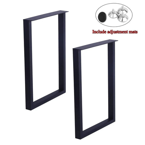 Beefy Industrial Rustic 28 Inch Metal Table Legs Set with square tube design and adjustment mats for tables and benches
