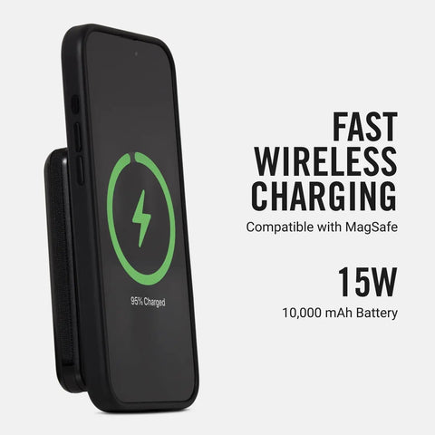 Solid Pick 20W Magnetic Power Bank With Built In Cables 10000mAh Fast Charging Battery on smartphone showing 95% charge.