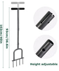Go-To Manual Lawn Aerator For Compacted Soil Aeration With Height Adjustable Handle and Steel Spike Detail