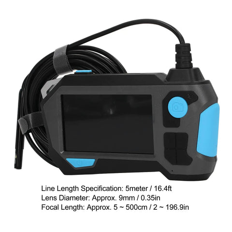 9mm Dual Camera Industrial Borescope With 4.5 Inch HD Display And IP68 Waterproof Build Featuring Five Meter Flex Cable, showing the control unit and flexible cable.