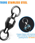 20 Piece Pro Grade High Strength Fishing Swivels With Ball Bearings, Stainless Steel Connectors For Freshwater And Saltwater, Built Tough Copper And Steel Construction, Weatherproof, Rust Resistant Tackle For Anglers. stainless steel ball bearing fishing swivel, copper body, 45-500lb