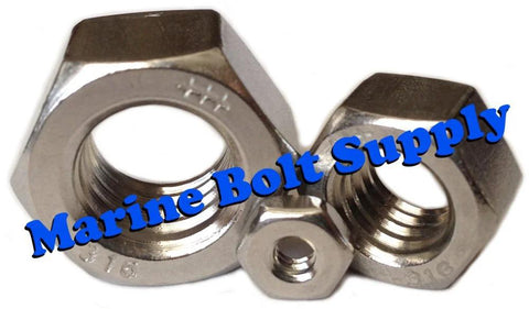 Hex nuts, Type 316 stainless steel, three in assorted sizes