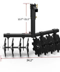 Heavy Duty 32 Inch Disc Plow Harrow For ATV Tiller With 8 Durable Discs Pull Behind For Lawn Tractors With 2 Inch Receiver Adjustable Height From 13.7 To 21.1 Inches Ideal For Yard Work And Efficient Tilling, side view