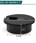 Black Desk Cable Grommets 1.5 Inch Plastic Hole Covers, Wire Organizer, side view with dimensions, ideal for office desks.