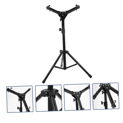 Heavy Duty Folding Drum Rack With Adjustable Alloy Snare Holder Portable Practice Drum Pad Kit For Tour Bound Road Trips And Killer Quick Setup Studio Sessions, black steel alloy adjustable stand.