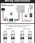 Wiring diagram for Solar Disconnect Switch 40 Amp Two Pole DIN Rail Mount Non Polarized Circuit Breaker for AC DC systems.