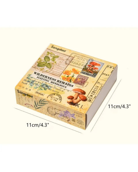 Gift box for 20 Rolls Vintage Washi Tape Set For Journaling And Planners Dope DIY Craft Supplies with plant motifs