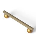 Six Pack 5 Inch Knurled Antique Brass Bar Pulls With Round End Mounts, Solid Zinc Alloy Handles With Textured Grip, Vintage Hardware