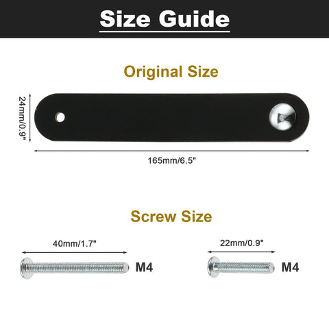 Size guide for Leather Drawer Pulls 2.5 Inch Black Single Hole Soft Leather Handles with short and long screws
