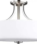 Three Light Semi Flush Mount Ceiling Light From Canfield Collection In Pewter Nickel Silver Finish, 300 Total Watts