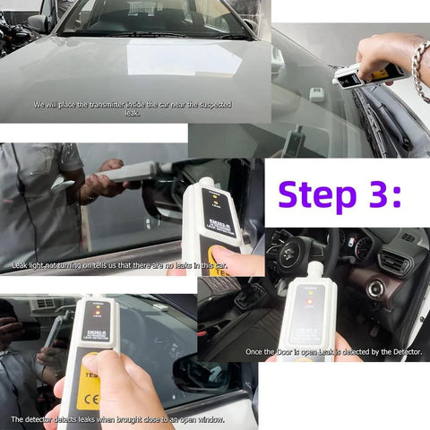 White handheld allsun ultrasonic leak detector for automotive/HVAC with dual LEDs and 2 sensors.