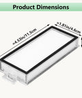 4 Pack Washable True HEPA Filters For Roborock Q5 Pro Plus Q7 Max Q8 Max And Plus Series Robotic Vacuums Replacement Parts With Easy Clean High Efficiency Filtration, dimensions shown