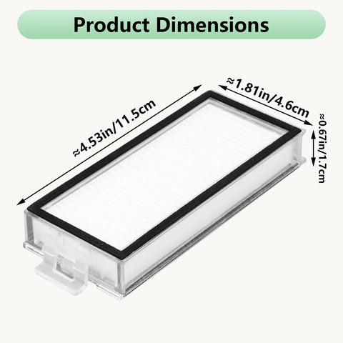 4 Pack Washable True HEPA Filters For Roborock Q5 Pro Plus Q7 Max Q8 Max And Plus Series Robotic Vacuums Replacement Parts With Easy Clean High Efficiency Filtration, dimensions shown