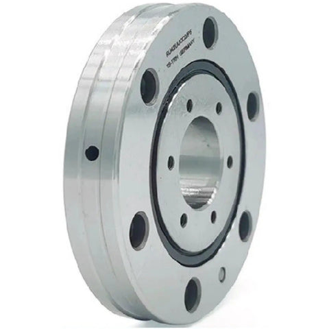 Premium Class P5 Crossed Roller Bearing For Rotary Tables showing metal casing and central hole, designed for sturdy rotary motion.