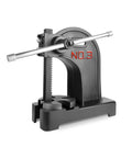 Pro Grade 3 Ton Manual Arbor Press Desktop Punch Press Machine For Stamping Riveting And Sheetmetal Shaping With Adjustable Frame and No Sweat Mechanics For Quick Shop Fixes, black cast iron frame.