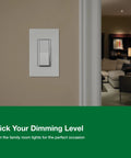 Diva LED Plus Dimmer Light Switch on wall in living room showcasing the dimming feature and design DVCL-153P-WH-5