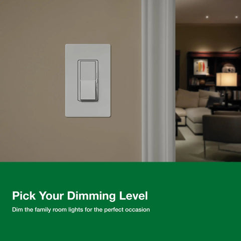 Diva LED Plus Dimmer Switch For Dimmable LED Halogen And Incandescent Bulbs 150 Watt Single Pole Or 3 Way Black DVCL-153PH-BL in living room