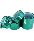 Green PET High Temperature Tape for PCB Soldering and SMT Shielding, heat resistant, various widths, rolled on a white background
