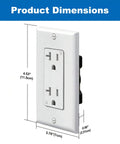 Product dimensions of 20 Pack Decor Wall Receptacle Outlet With Wall Plate, 20 Amp Tamper-Resistant TR Electrical Outlet, 125V, 2500W