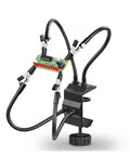 Pro Grade Four Arm Third Hand Soldering Stand With Adjustable Gooseneck Arms And Stainless Steel Alligator Clamps Holding PCB