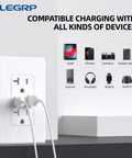 No Sweat Home Upgrades With This Slick 30 Pack Of Matte White USB Charger Wall Outlets featuring dual Type A and C ports and power receptacles.